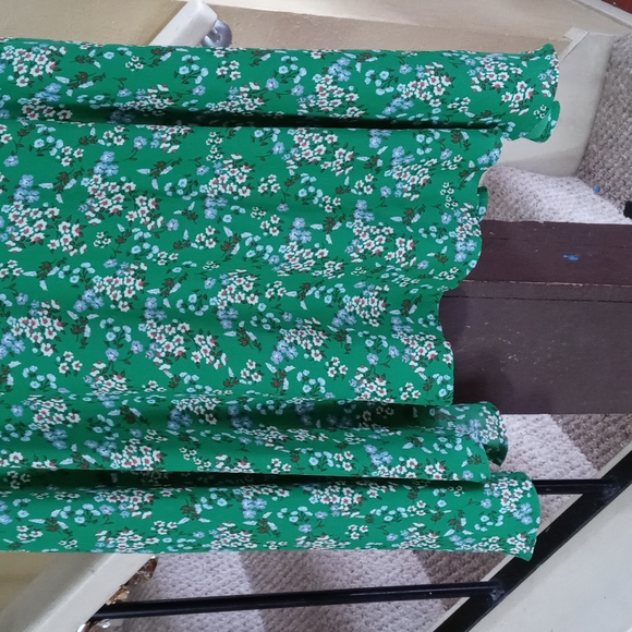 LOFT Green Dress w/Blue Floral Pattern Women's Size 2 NWT - Picture 3 of 5